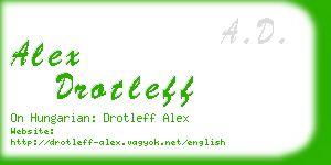 alex drotleff business card